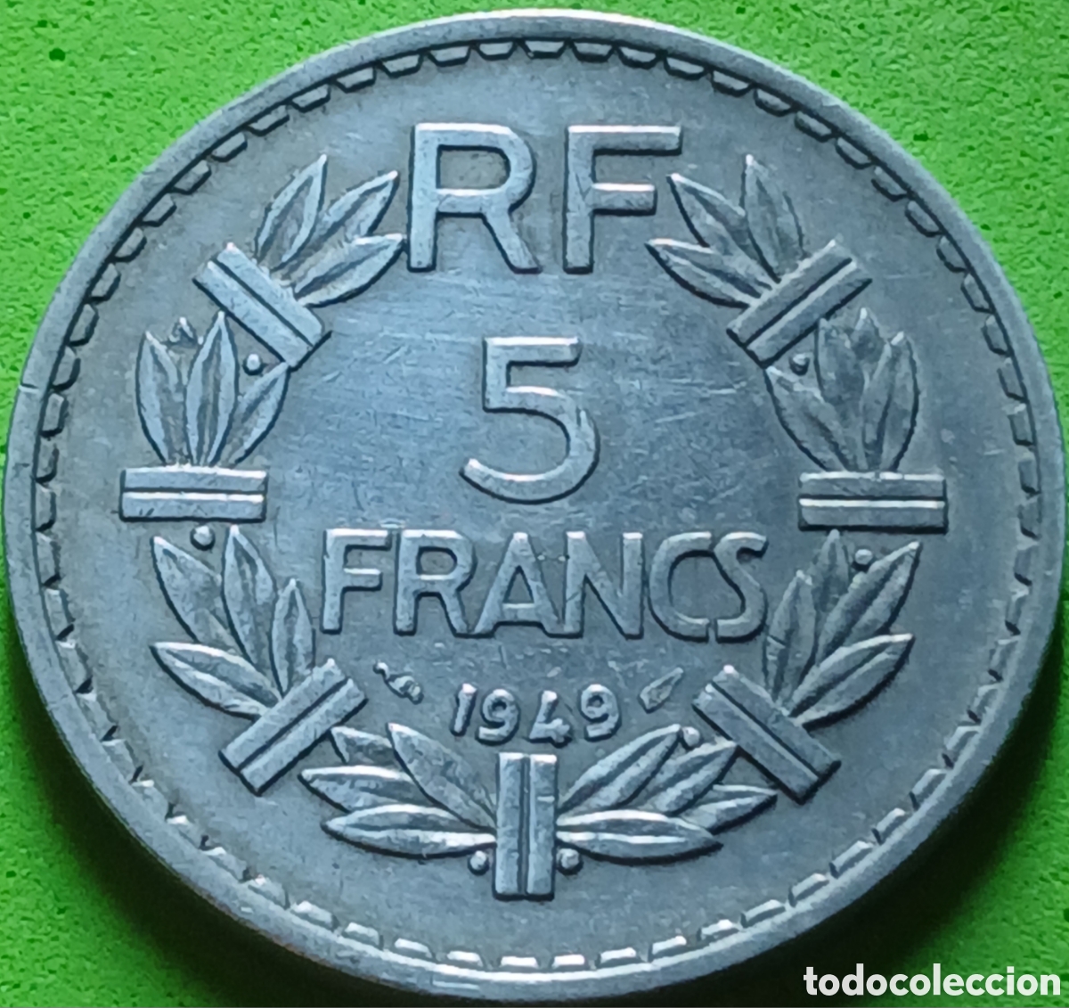 Monedas antiguas de Europa: Francia 5 francos 1949 km#888b sin marca de ceca