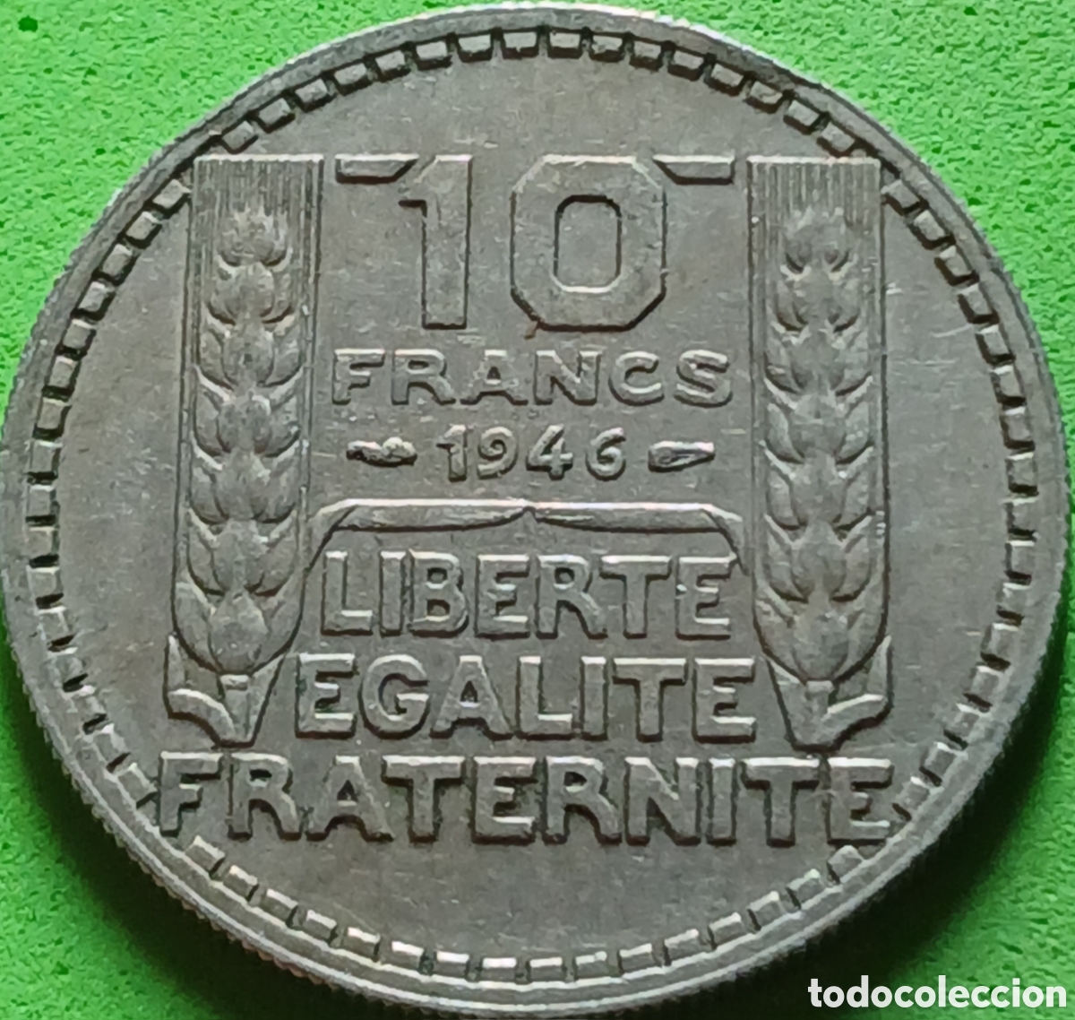 Monedas antiguas de Europa: Francia 10 francos 1946 km#908 sin marca de ceca