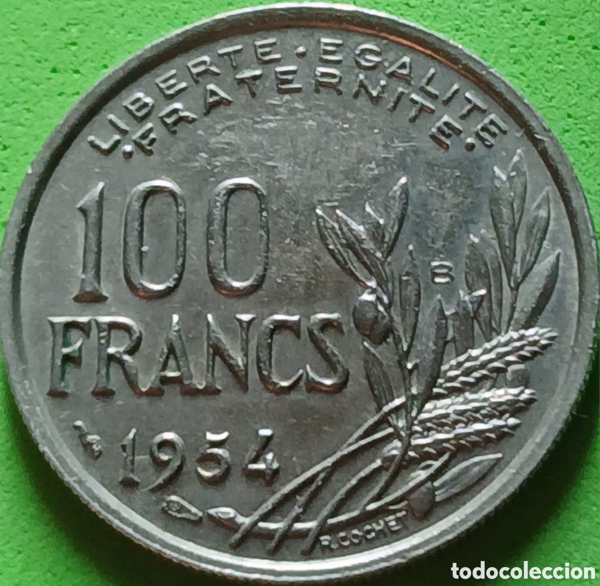 Monedas antiguas de Europa: Francia 100 francos 1954 B Beaumont-le-Roger km#919