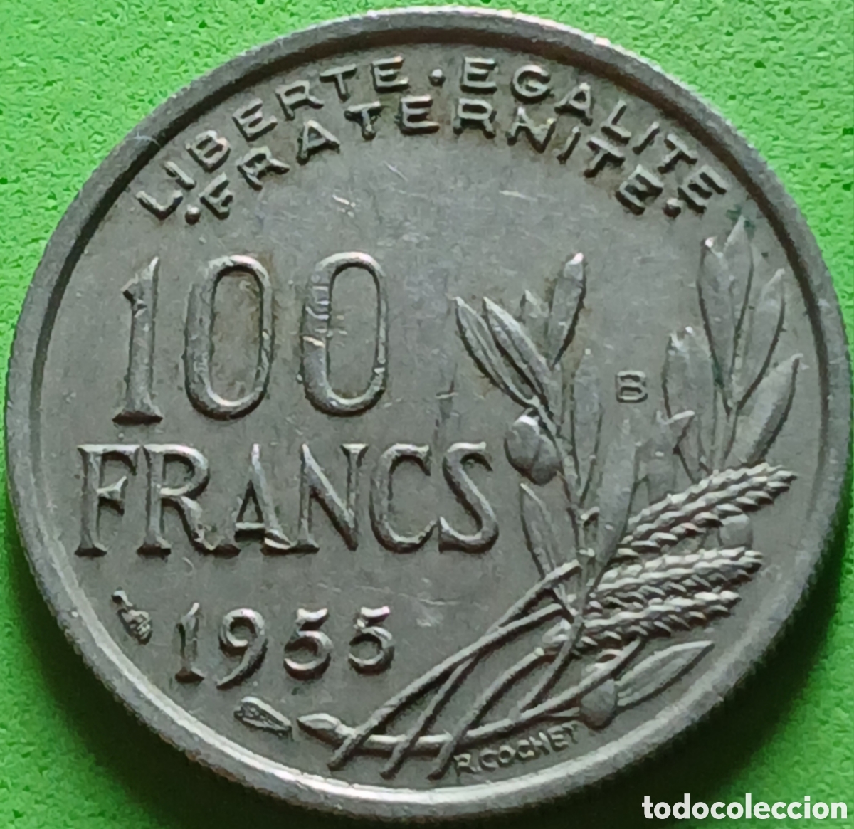 Monedas antiguas de Europa: Francia 100 francos 1955 B Beaumont-le-Roger km#919