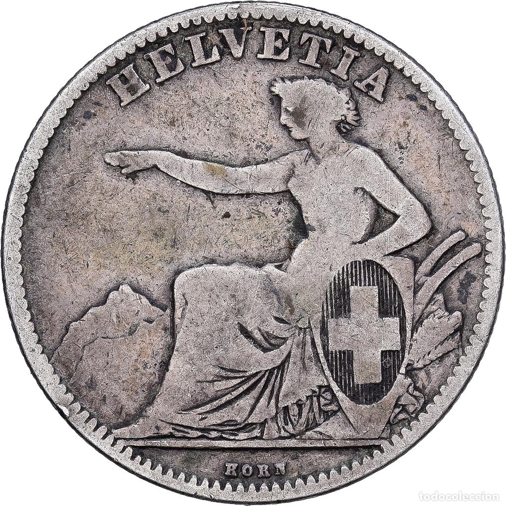 Monedas antiguas de Europa: [#1167887] Suiza, 2 Francs, 1862, Bern, Plata, BC+, KM:10a