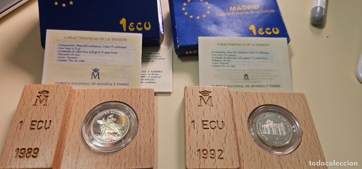 Monedas antiguas de Europa: Dos monedas plata Ecu: Rapto de Europa y Madrid