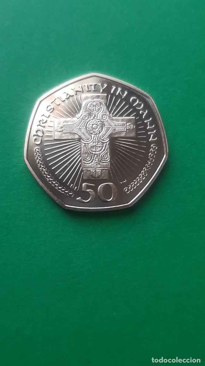 Monedas antiguas de Europa: (ISLA DE MAN)(2000)(CUPRONIQUEL) 50 PENCE CHRISTIANITY IN MAN ELIZABETH II