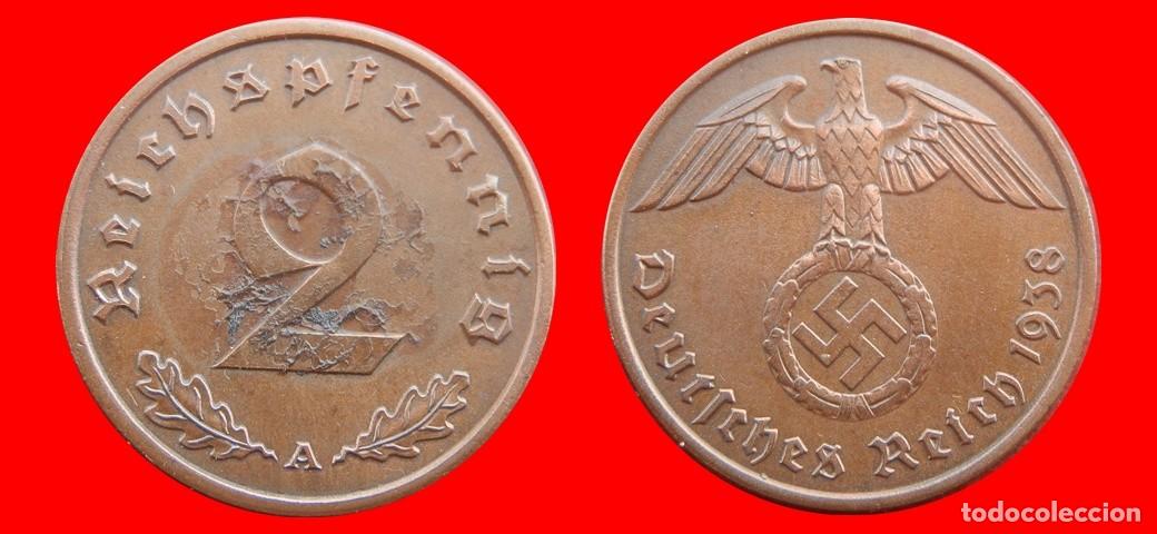 Monedas antiguas de Europa: 2 REICHSPFENNIG 1938A TERCER REICH ALEMANIA-151074