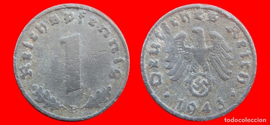 Monedas antiguas de Europa: 1 REICHSPFENNIG 1943B ZINC TERCER REICH ALEMANIA-151078