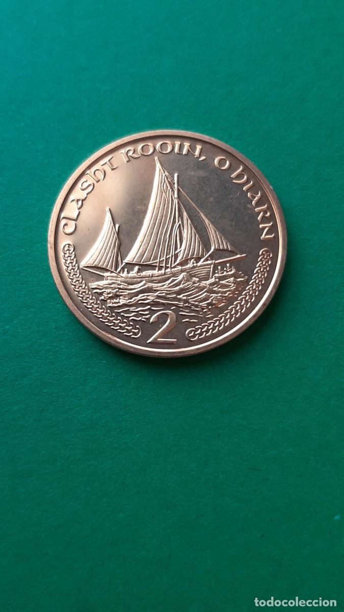 Monedas antiguas de Europa: (ISLA DE MAN)(2000)(ACERO BA&Ntilde;ADO EN COBRE) 2 PENCE CLASHT ROOIN O HIARN ELIZABETH II