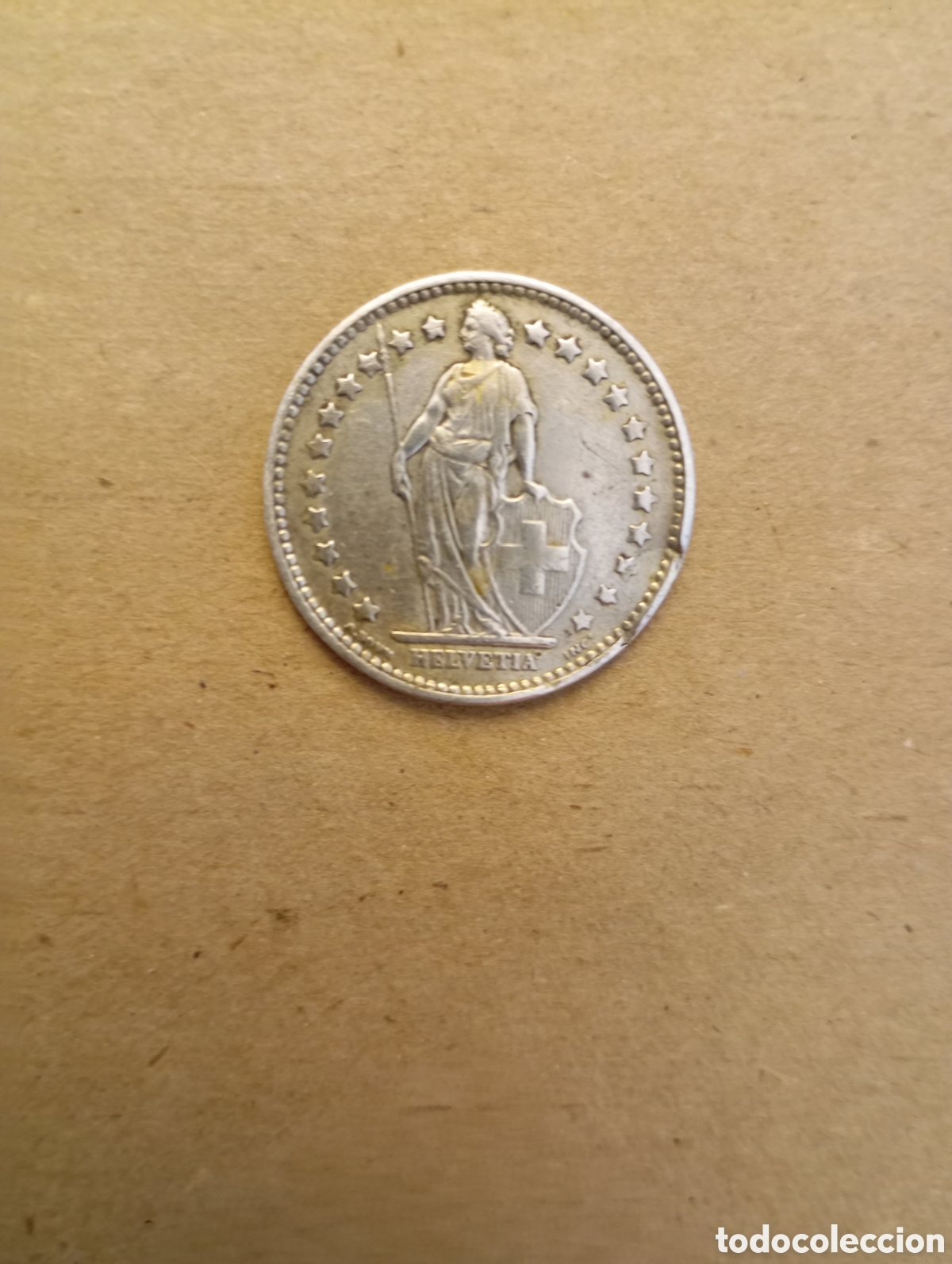 Monedas antiguas de Europa: Moneda de 1 franco suizo de 1957.