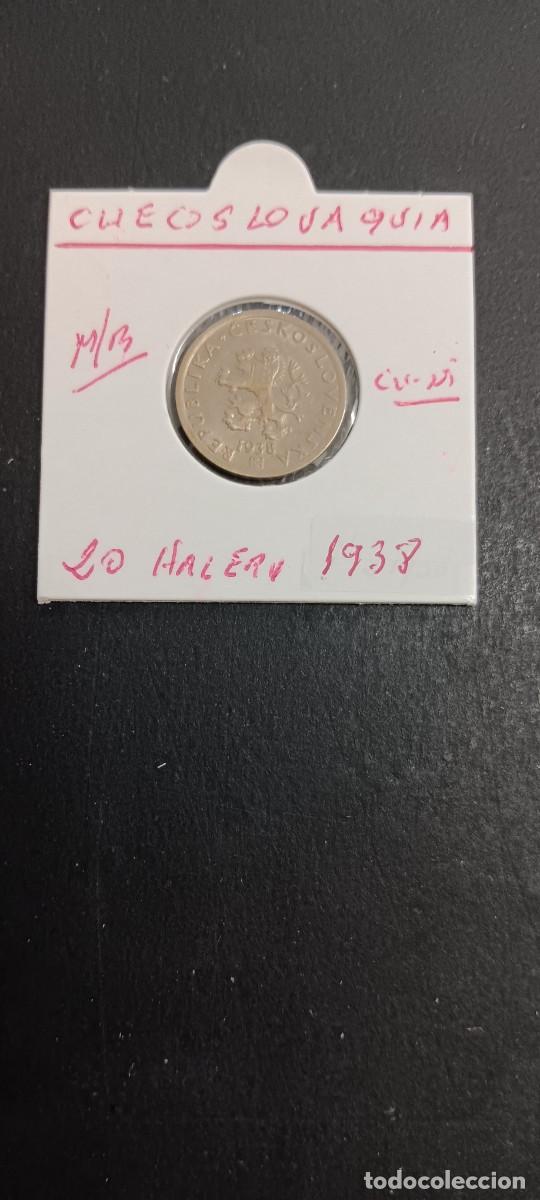 Monedas antiguas de Europa: CHECOSLOVAQUIA 20 HALERU 1938 MBC KM=1 (CUPRONIQUEL)