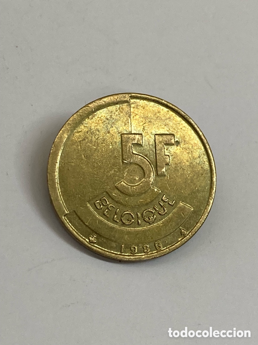 Monedas antiguas de Europa: Moneda 5 Franc B&eacute;lgica 1986