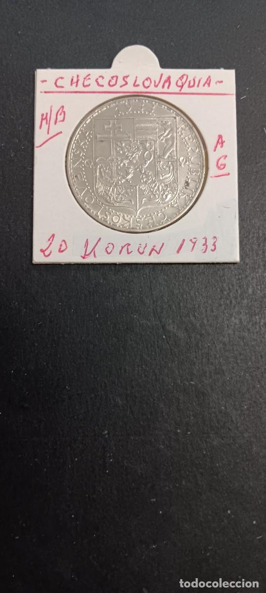 Monedas antiguas de Europa: CHECOSLOVAQUIA 20 KORUN 1933 MBC KM=17 (PLATA)