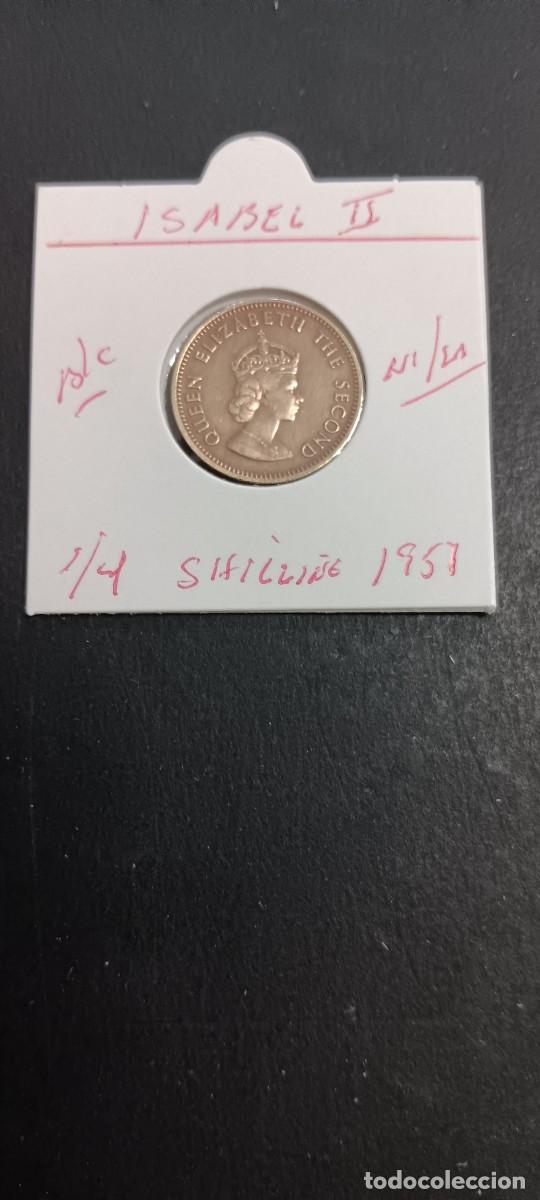 Monedas antiguas de Europa: JERSEY 1/4 SHILLING 1957 BC KM=22 (NIQUEL-LAT&Oacute;N) ISABEL II