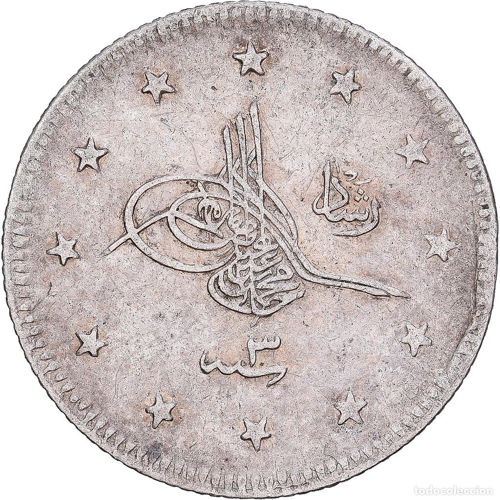 Monedas antiguas de Europa: [#1202948] Turqu&iacute;a, Muhammad V, 2 Kurush, 1909/AH1327, Salonika, Plata, BC+, KM:808