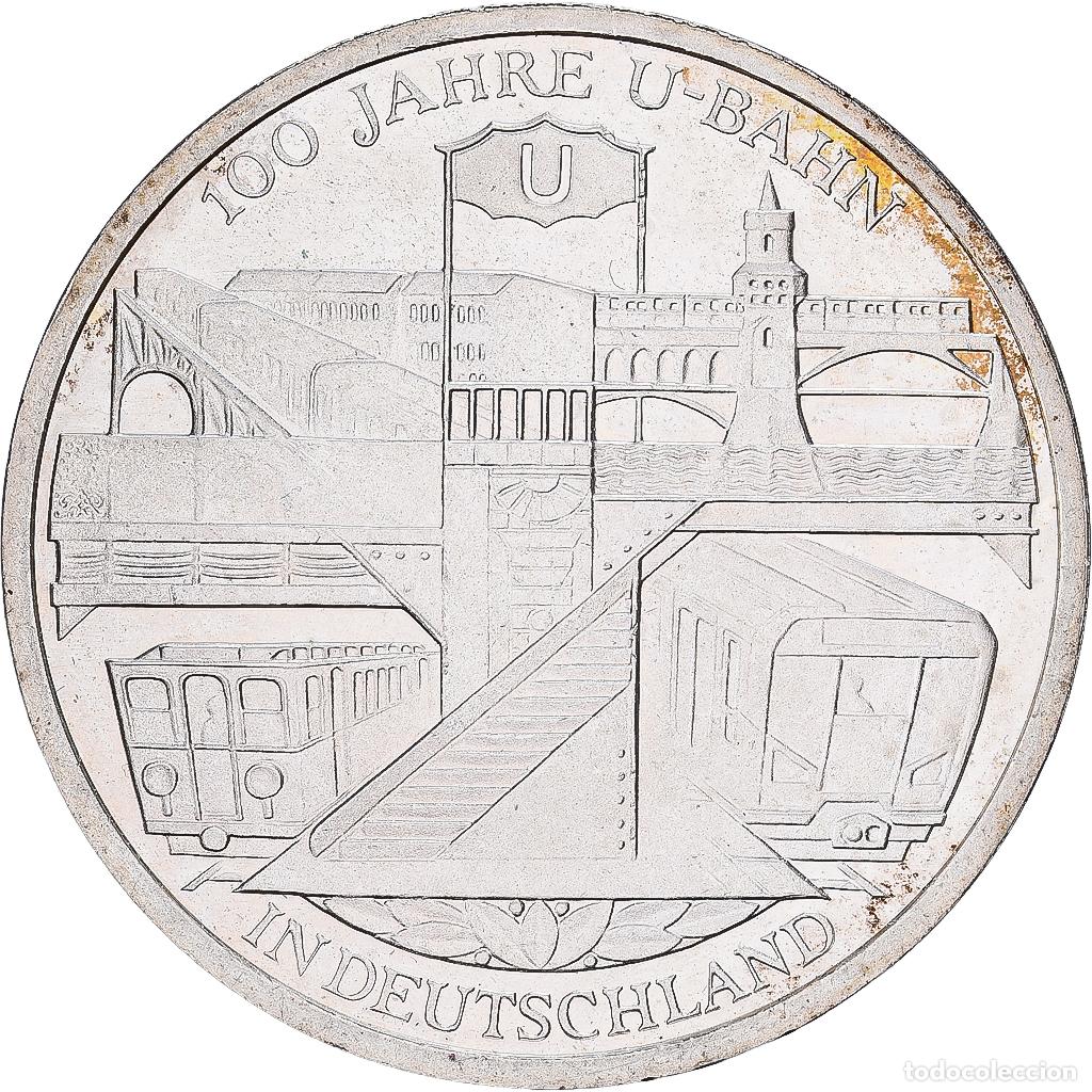 Alte M&uuml;nzen aus Europa: [#1167620] Alemania, 10 Euro, 100th Anniversary of German subway, 2002, Munich, Plata
