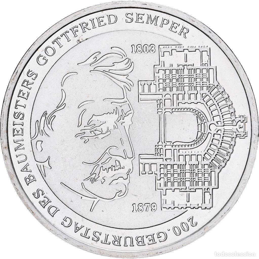 Monedas antiguas de Europa: [#1167630] Alemania, 10 Euro, Gottfried Semper, 2003, Karlsruhe, Plata, SC, KM:227
