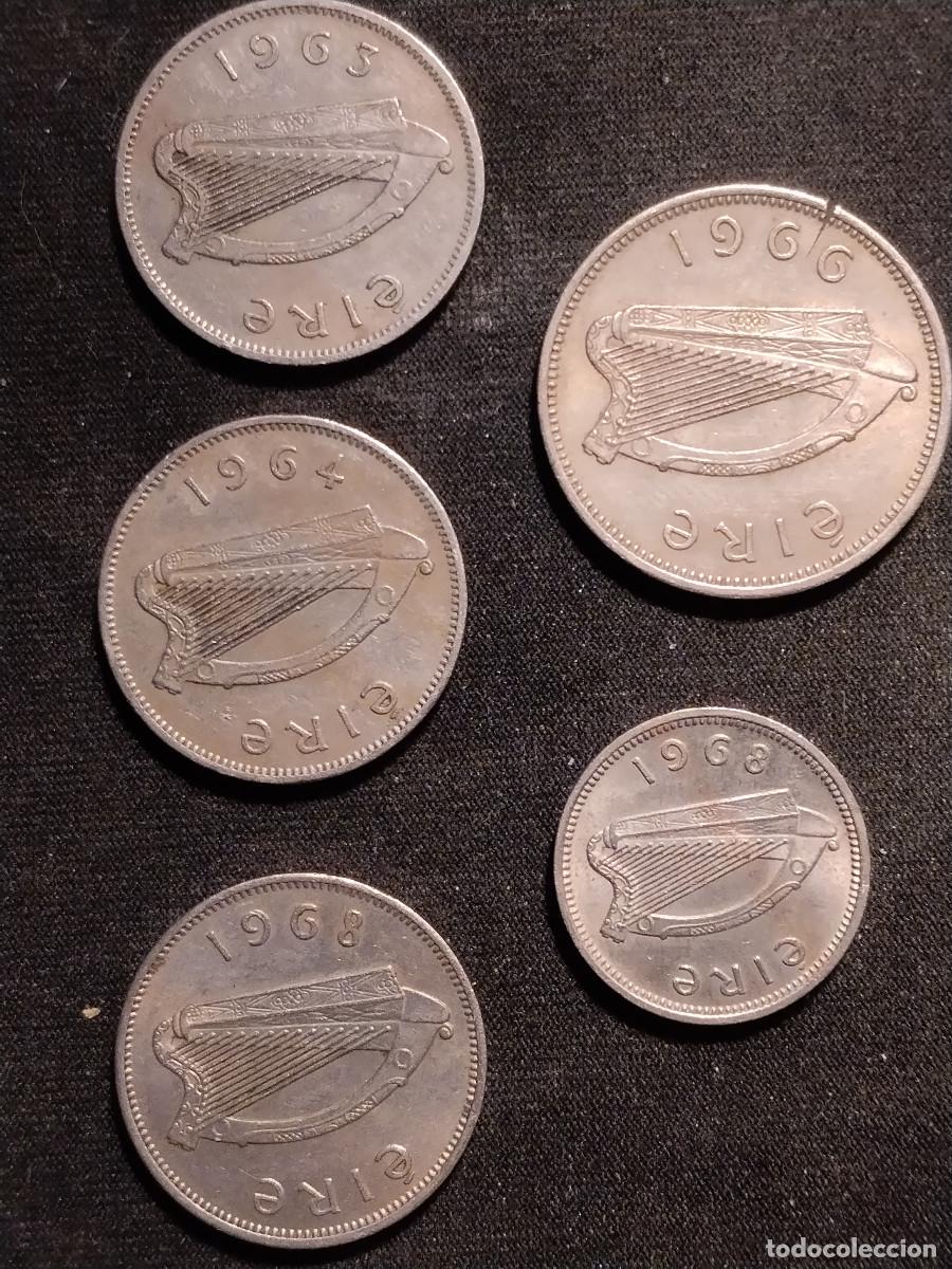 Monedas antiguas de Europa: Lote 5 monedas Irlanda (1 Penny) &ndash; 1963&ndash;1968 &ndash; Arpa celta