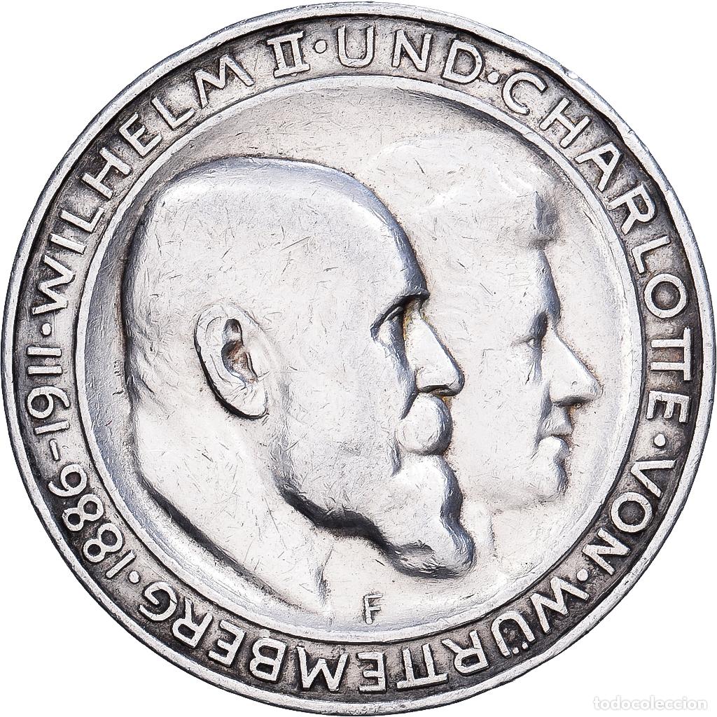 Monedas antiguas de Europa: [#1167733] Alemania, Kingdom of W&uuml;rttemberg, Wilhelm II, 3 Mark, Wedding Anniversary