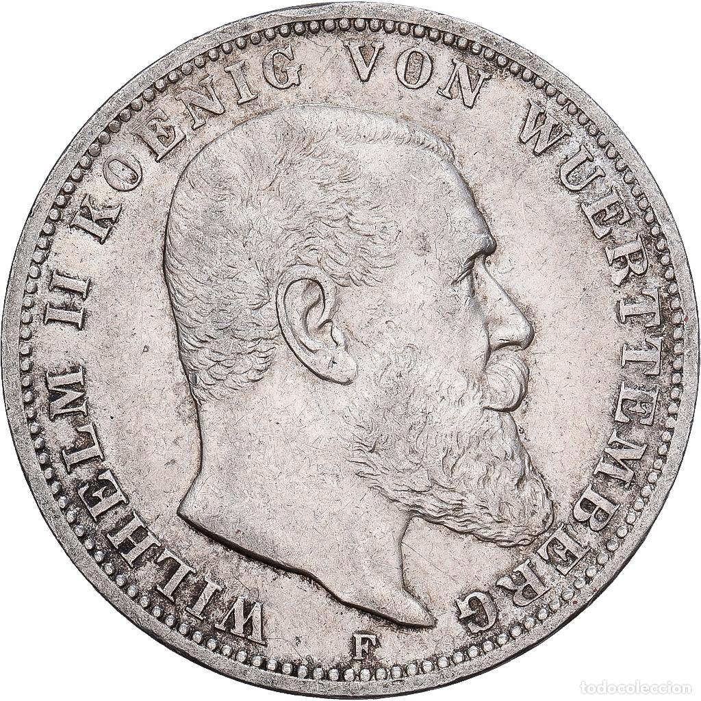 Monedas antiguas de Europa: [#1167731] Alemania, Kingdom of W&uuml;rttemberg, Wilhelm II, 3 Mark, 1912, Stuttgart, Plata