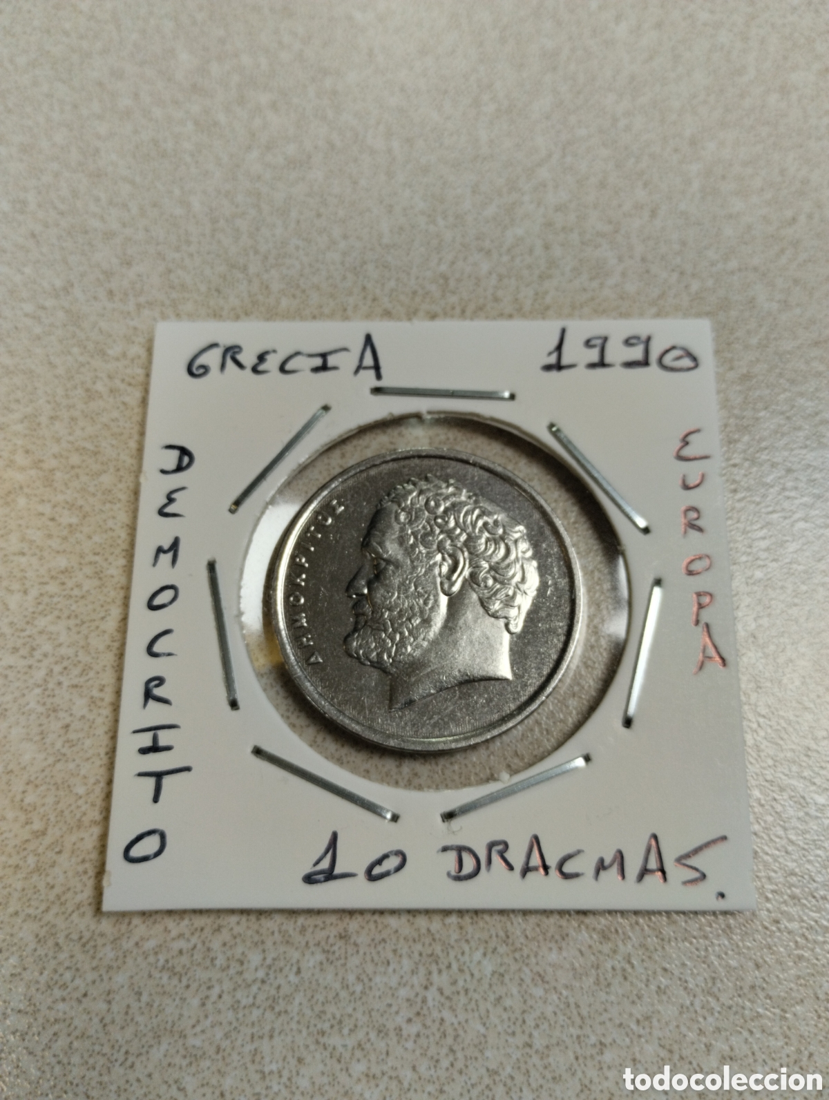 Monedas antiguas de Europa: Moneda 10 dramas Grecia a&ntilde;o 1990 ebc encartonada