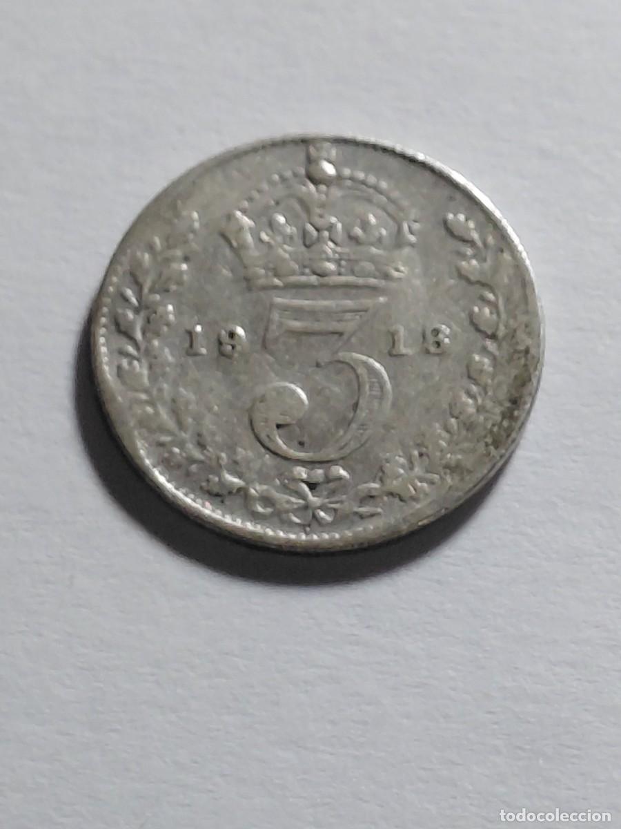 Monedas antiguas de Europa: REINO UNIDO - 3 PENCE 1918 PLATA