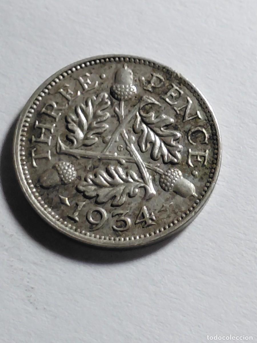 Monedas antiguas de Europa: REINO UNIDO - 3 PENCE 1934 PLATA