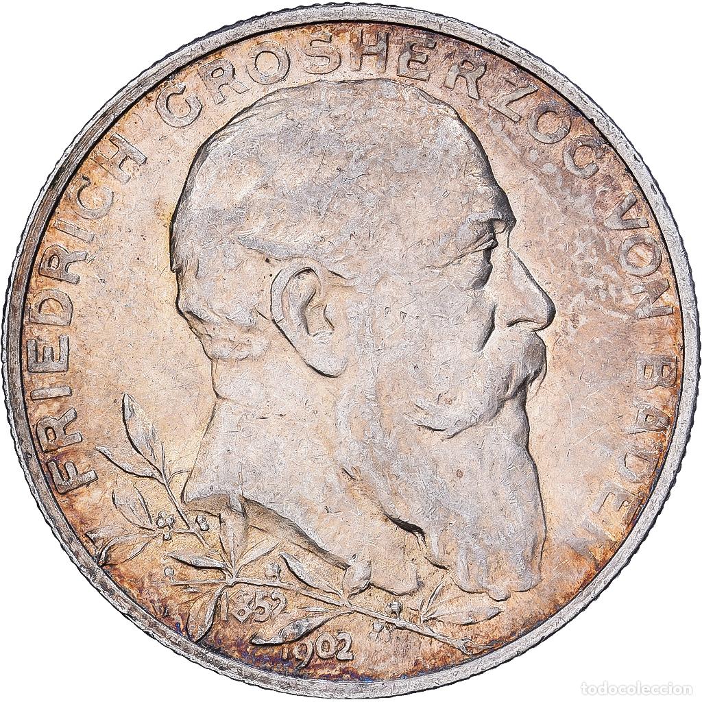 Monedas antiguas de Europa: [#1167770] Estados alemanes, BADEN, Friedrich I, 2 Mark, 1902, Karlsruhe, Plata, MBC+