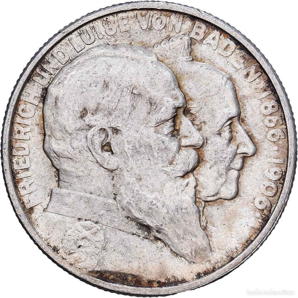 Monedas antiguas de Europa: [#1167771] Estados alemanes, BADEN, Friedrich I, 2 Mark, 1906, Karlsruhe, Plata, MBC