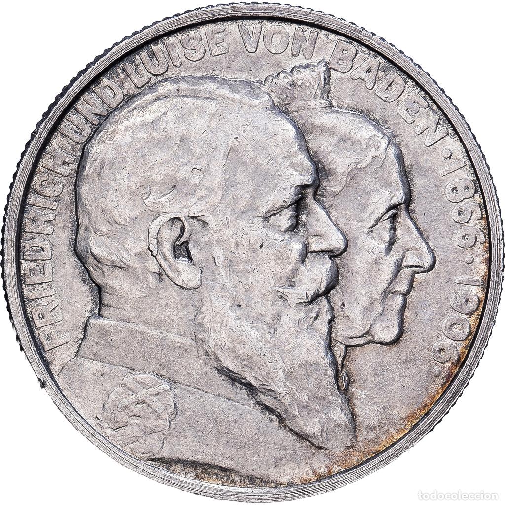 Monedas antiguas de Europa: [#1167772] Estados alemanes, BADEN, Friedrich I, 2 Mark, 1906, Karlsruhe, Plata, MBC+