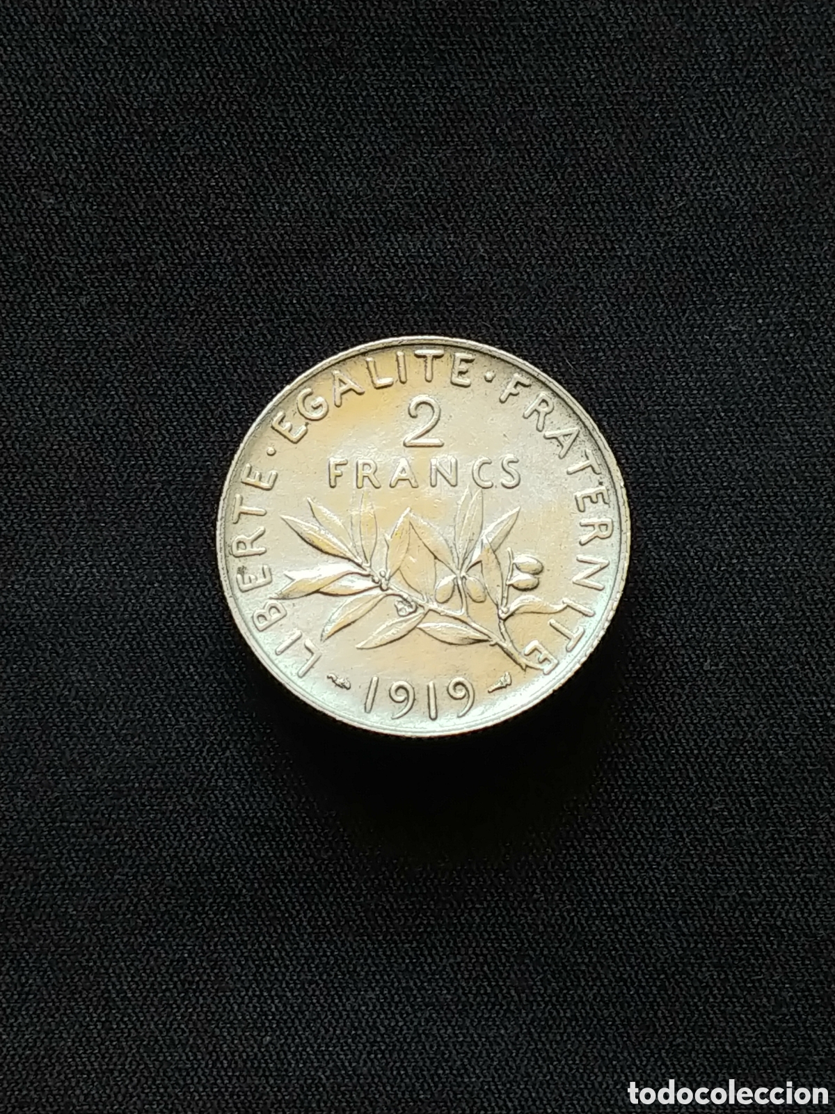 Monedas antiguas de Europa: Francia, 2 Francs 1919, Ag .835 mls., S/C