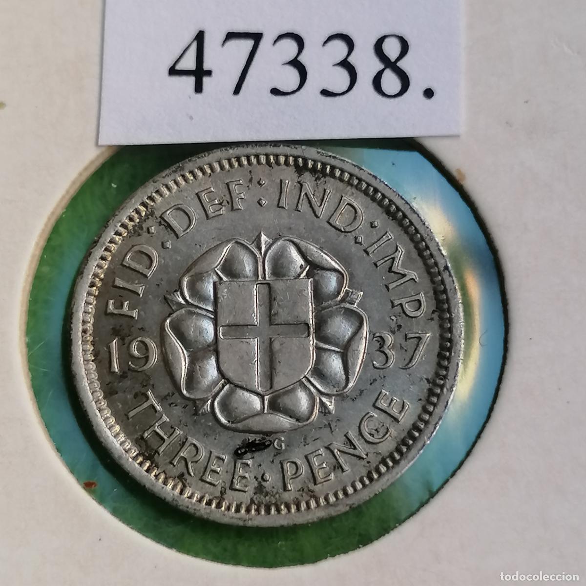 Monedas antiguas de Europa: Inglaterra 3 peniques 1937 plata, UK