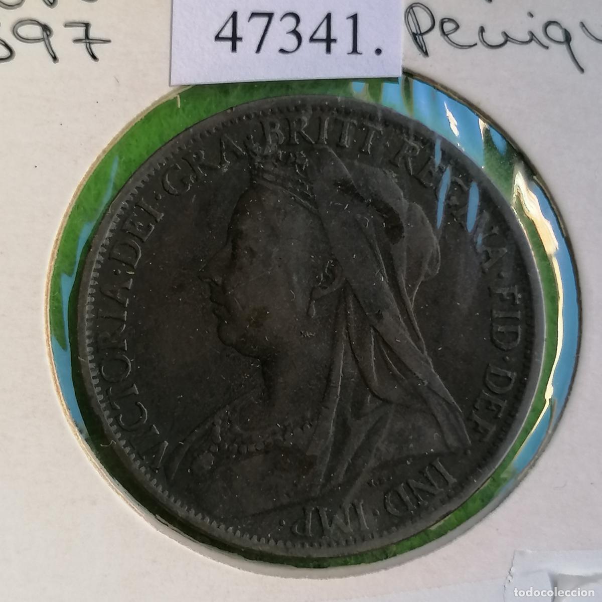 Monedas antiguas de Europa: Inglaterra 1 penique 1897 , UK