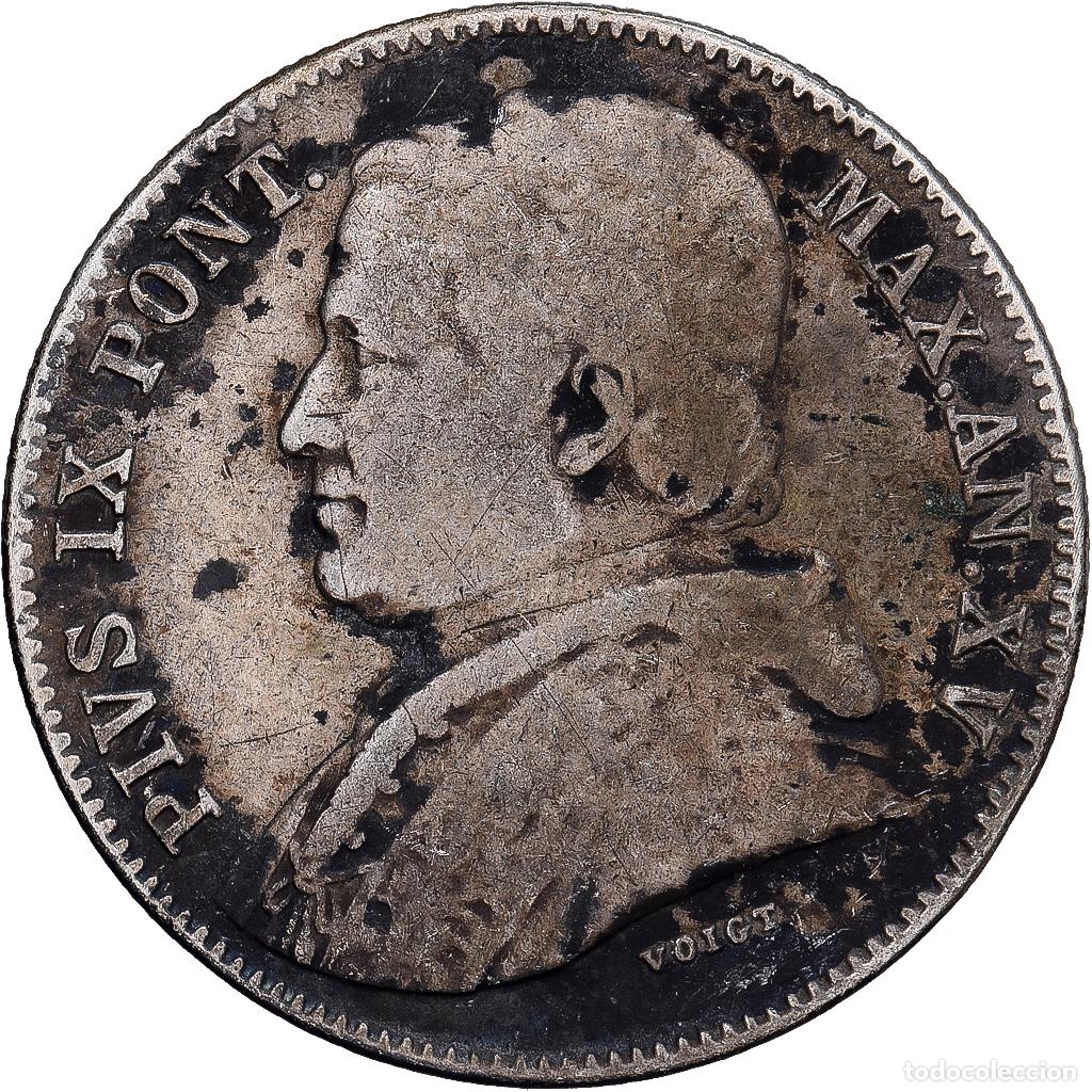 Monedas antiguas de Europa: [#1167803] Estados italianos, PAPAL STATES, Pius IX, 20 Baiocchi, 1860, Plata, BC, KM:1360