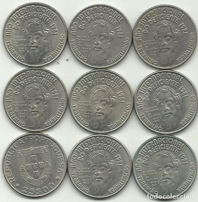 Monedas antiguas de Europa: PORTUGAL - 9 X 25 ESCUDOS - 1981 - ANO INTER. DEFICIENTE - BUEN PRECIO - FOTOS