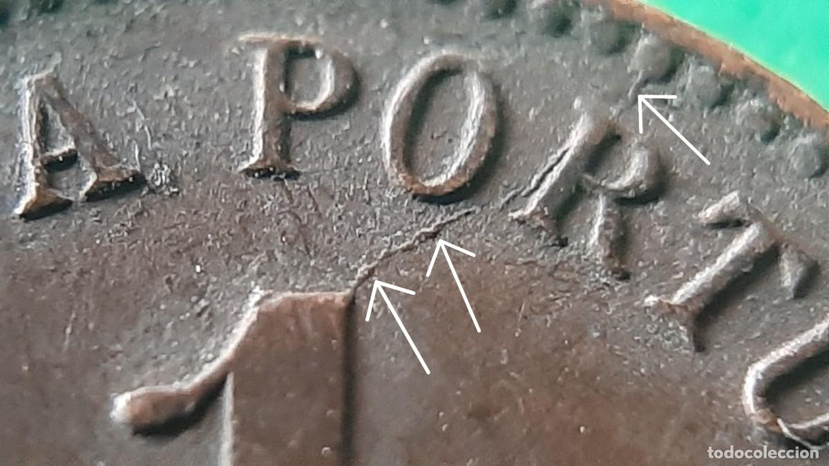 Monedas antiguas de Europa: (PORTUGAL-ERROR)(1817)(BRONCE) 1 CENTAVO CON ROTURA DE CU&Ntilde;O