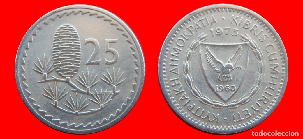 Monedas antiguas de Europa: 25 MILS 1973 CHIPRE-151086