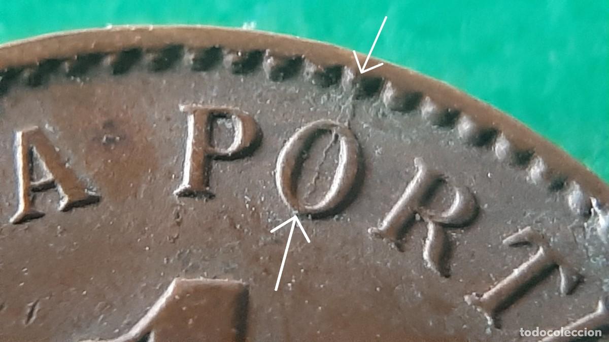 Monedas antiguas de Europa: (PORTUGAL-ERROR)(1818)(BRONCE) 1 CENTAVO CON ROTURA DE CU&Ntilde;O