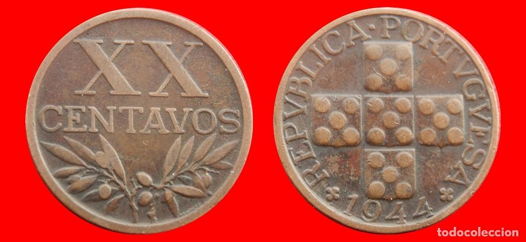 Monedas antiguas de Europa: 20 CENTAVOS 1944 PORTUGAL-151108
