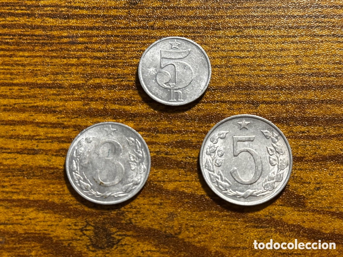 Monedas antiguas de Europa: Lote de 3 monedas de Aluminio Checoslovaquia