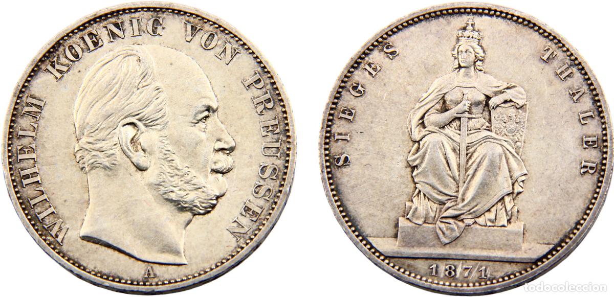 Monedas antiguas de Europa: Germany States Kingdom of Prussia Wilhelm I 1871 A 1 Siegestaler Victory over France