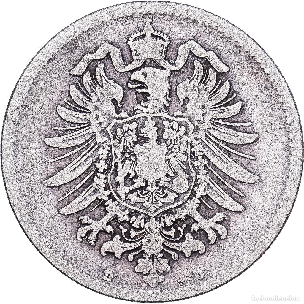 Monedas antiguas de Europa: [#1167835] ALEMANIA - IMPERIO, Wilhelm I, Mark, 1875, Munich, Plata, BC+, KM:7