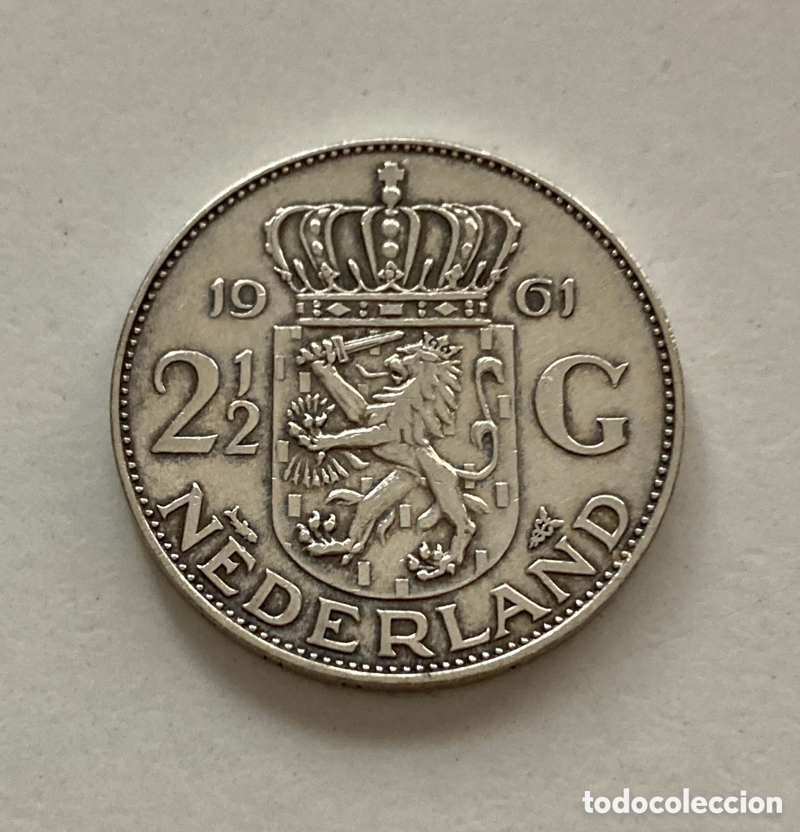 Monedas antiguas de Europa: 2 1/2 gulden Holanda Pa&iacute;ses Bajos 1961. Plata.