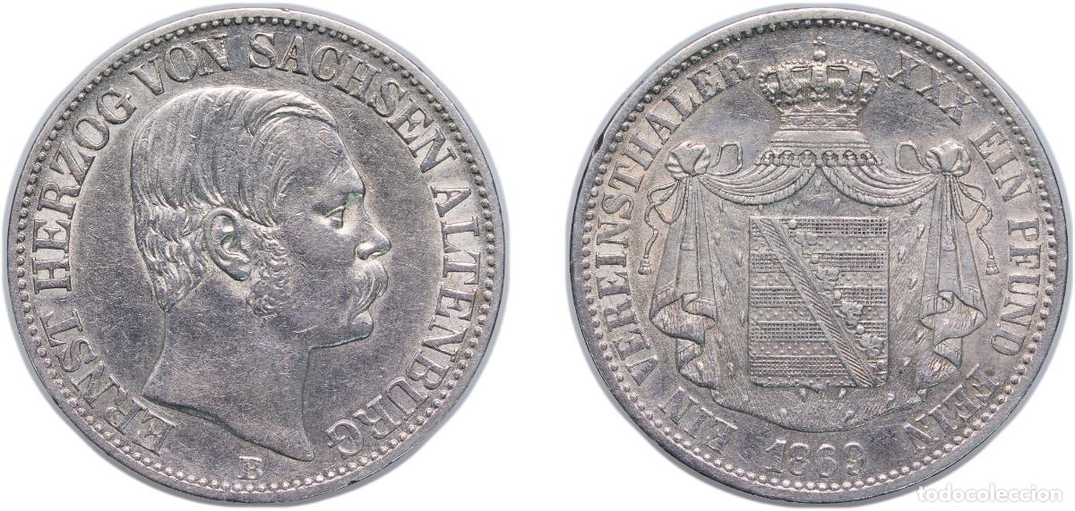 Monedas antiguas de Europa: Germany Duchy of Saxe-Altenburg German states 1869 B 1 Vereinsthaler - Ernest I Silver (.900) (2270