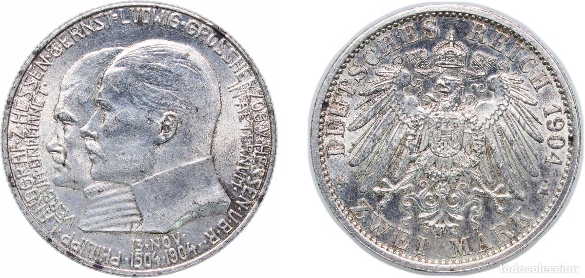 Monedas antiguas de Europa: Grand duchy of Hessen-Darmstadt German states 1904 2 Marks - Ernest Louis (Philip the Magnanimous)