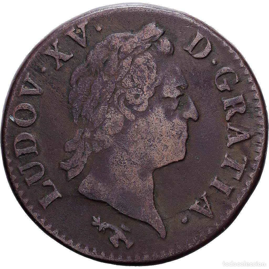 Monedas antiguas de Europa: [#1545332] Francia, Louis XV, Sol &agrave; la vieille t&ecirc;te, 1769, Besan&ccedil;on, Cobre, BC+