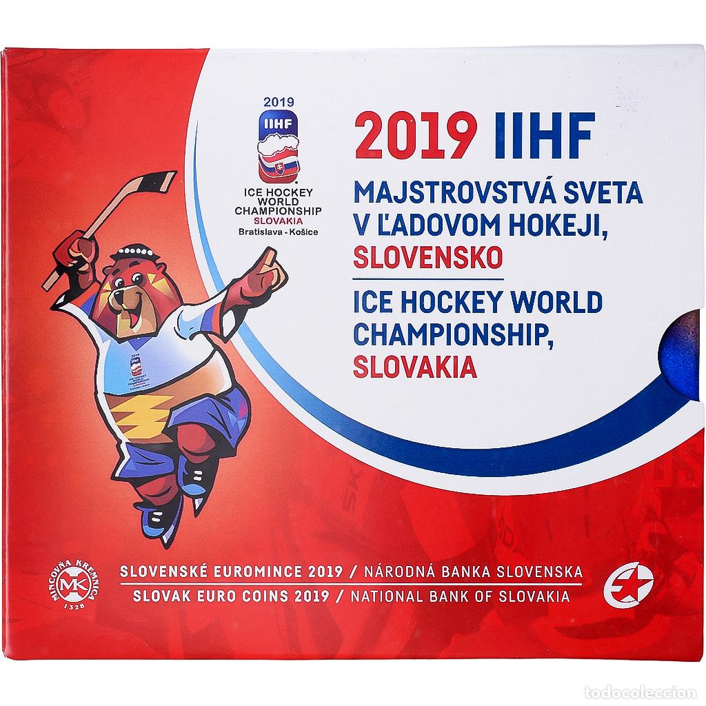 Monedas antiguas de Europa: [#1545351] Eslovaquia, Coffret 1c. &agrave; 2&euro; + jeton, Ice Hockey, s&eacute;rie FDC, 2019, Kremnica