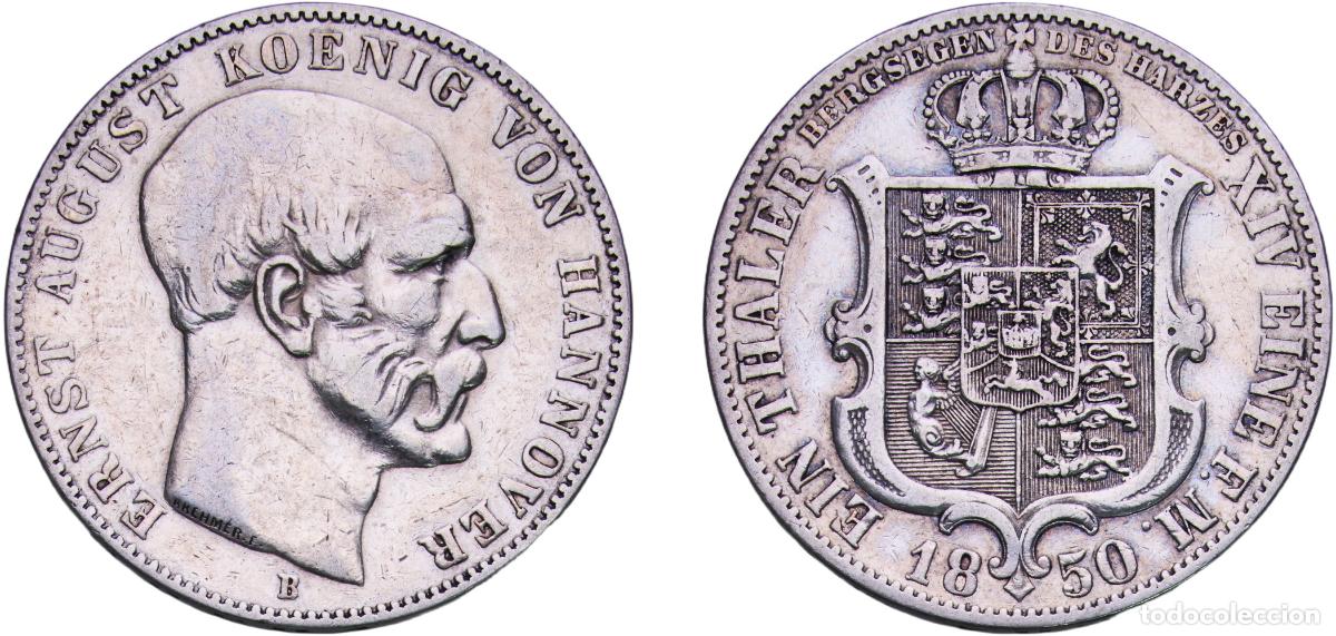 Monedas antiguas de Europa: Germany Kingdom of Hannover 1850 1 Thaler - Ernest August (Harz-Ausbeute) Silver (.750) Hanover Min
