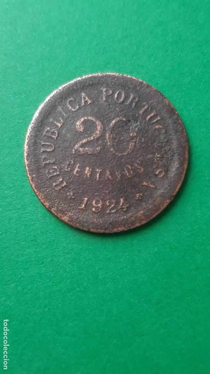 Monedas antiguas de Europa: (PORTUGAL)(1924)(BRONCE) 20 CENTAVOS