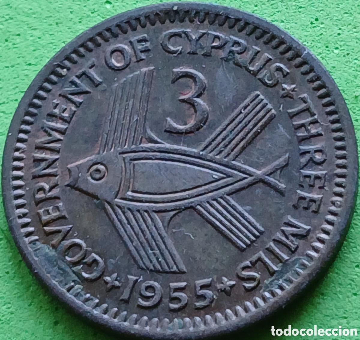Monedas antiguas de Europa: Chipre 3 mils 1955 km#33