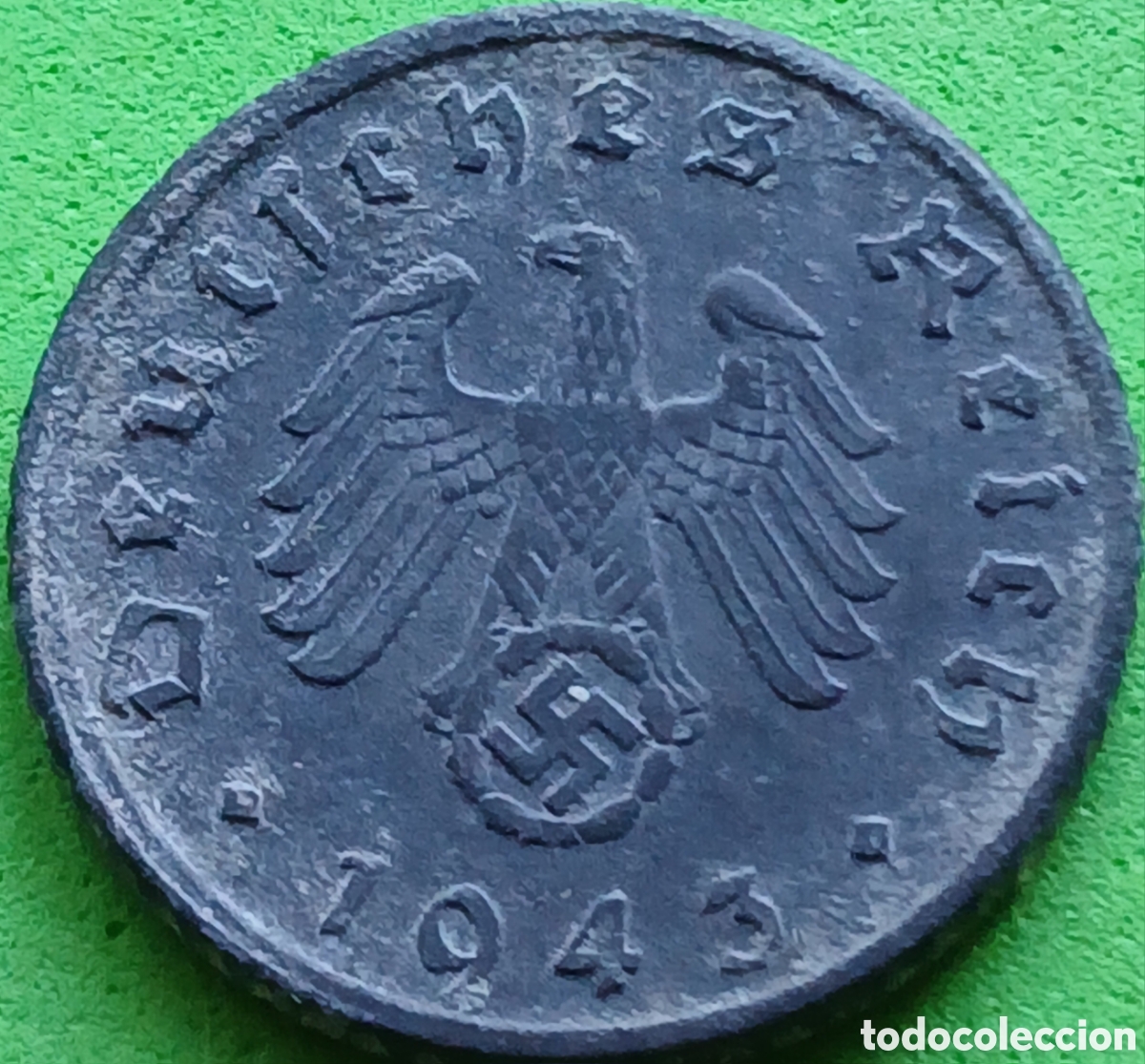 Monedas antiguas de Europa: Alemania Tercer Reich 5 reichspfennig 1943 D km#100 poco com&uacute;n!!