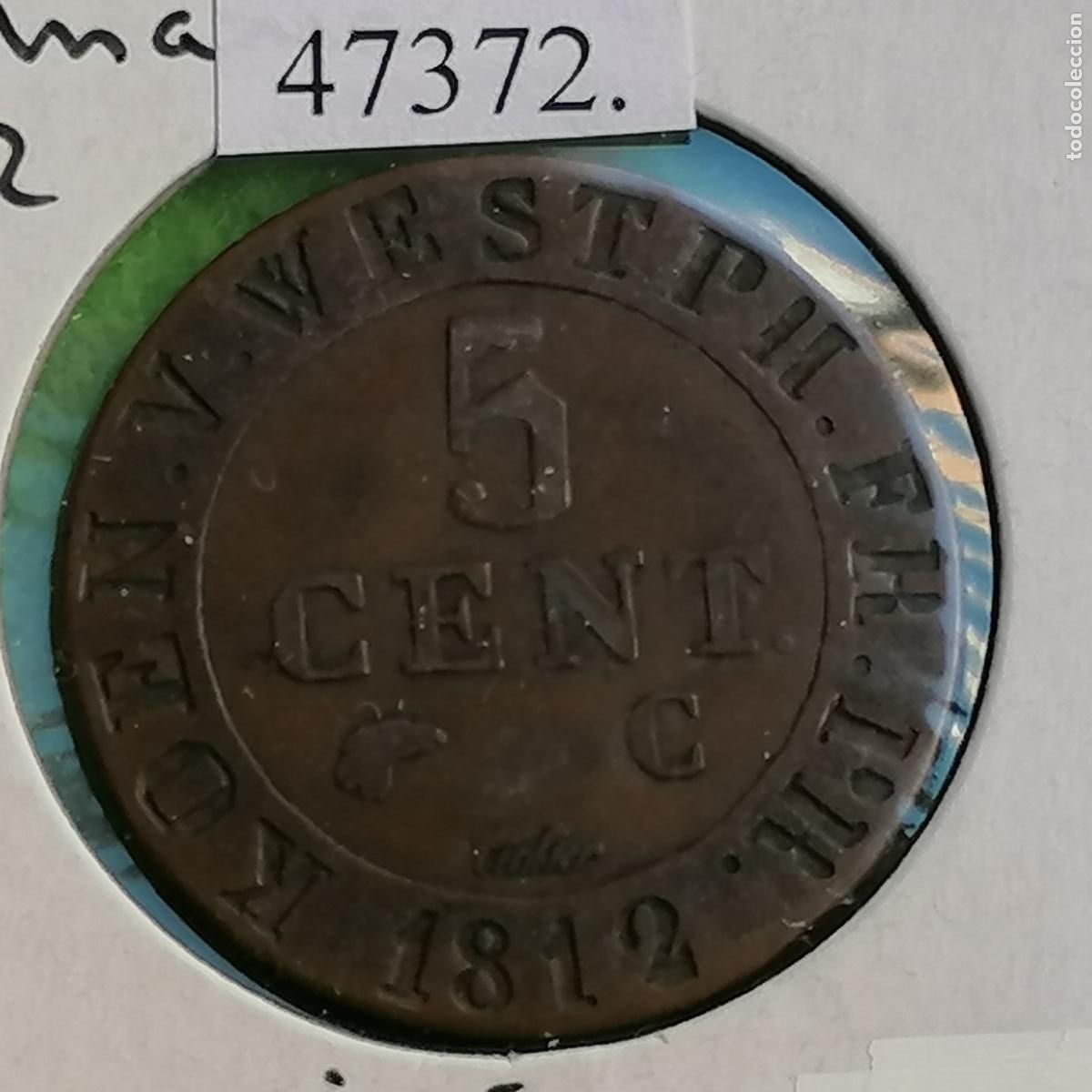 Monedas antiguas de Europa: Westfalia, Estados Alemanes 5 centimos 1810, ocupaci&oacute;n napole&oacute;nica, Hieronymus Napoleon
