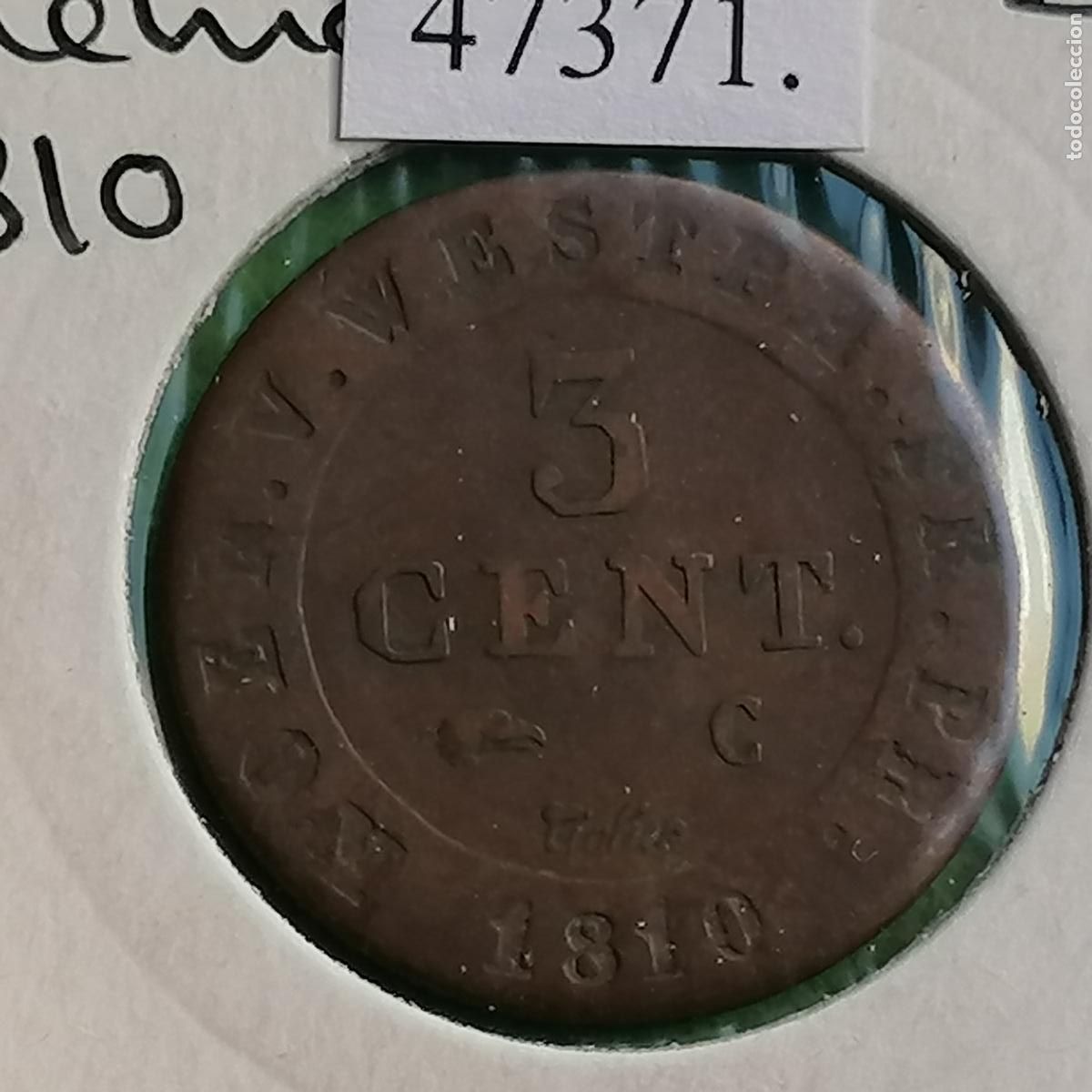 Monedas antiguas de Europa: Westfalia, Estados Alemanes 3 centimos 1810, ocupaci&oacute;n napole&oacute;nica, Hieronymus Napoleon